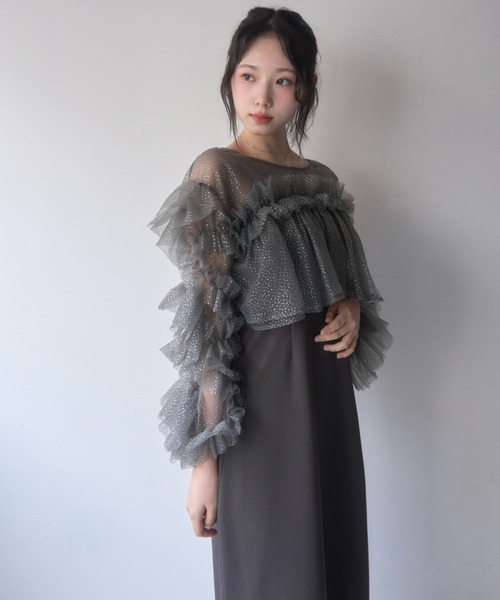 フリルラメチュールオケージョンワンピース（ワンピース）｜mellowneon