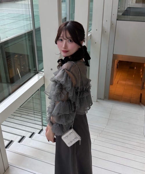 フリルラメチュールオケージョンワンピース（ワンピース）｜mellowneon