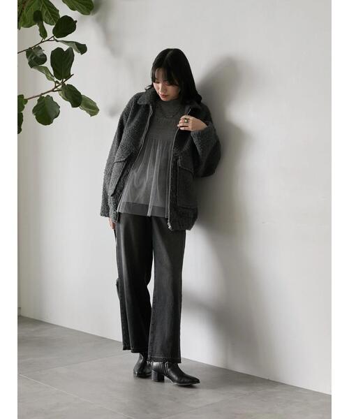 Samansa Mos2 blue(サマンサモスモスブルー)の「◎チュールドッキングニット(ニット/セーター・レディース・ベージュ/ブラック/グレー・F)」の22枚目の写真