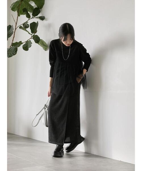 Samansa Mos2 blue(サマンサモスモスブルー)の「◎チュールドッキングニット(ニット/セーター・レディース・ベージュ/ブラック/グレー・F)」の16枚目の写真