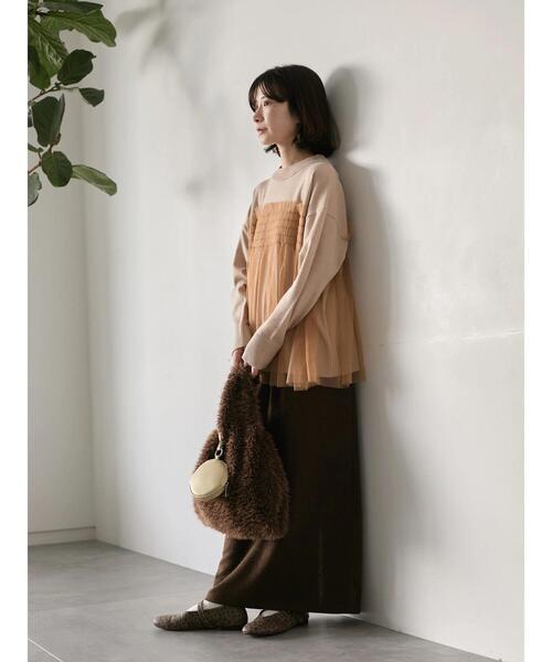 Samansa Mos2 blue(サマンサモスモスブルー)の「◎チュールドッキングニット(ニット/セーター・レディース・ベージュ/ブラック/グレー・F)」の14枚目の写真