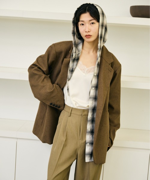 AIC.（エーアイシー）の「シアーチェックフーディーオーバーシャツ（シャツ/ブラウス・レディース・その他1・FREE）」の4枚目の写真