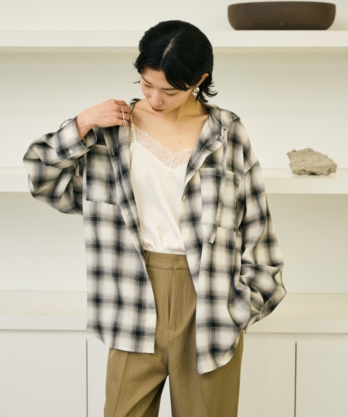 AIC.（エーアイシー）の「シアーチェックフーディーオーバーシャツ（シャツ/ブラウス・レディース・その他1・FREE）」の7枚目の写真
