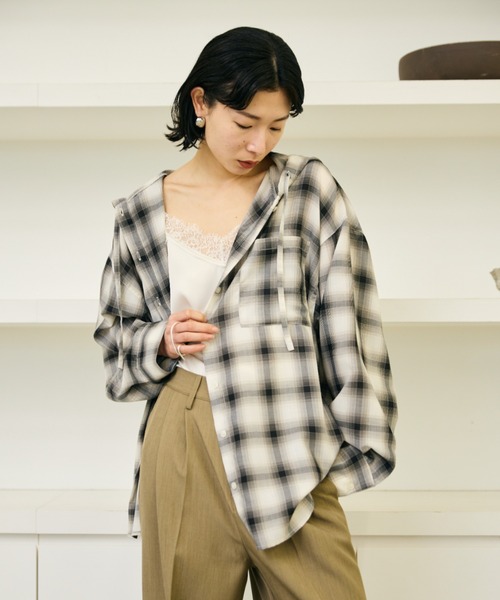 AIC.（エーアイシー）の「シアーチェックフーディーオーバーシャツ（シャツ/ブラウス・レディース・その他1・FREE）」の8枚目の写真