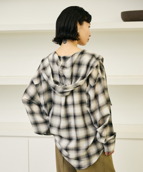 AIC.（エーアイシー）の「シアーチェックフーディーオーバーシャツ（シャツ/ブラウス・レディース・その他1・FREE）」の10枚目の写真