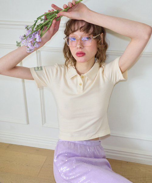 SALON DE YOHN(サロンドヨーン)の「Label Short Pique Shirt_ Ivory(ポロシャツ・レディース・その他・MEDIUM/SMALL)」の3枚目の写真