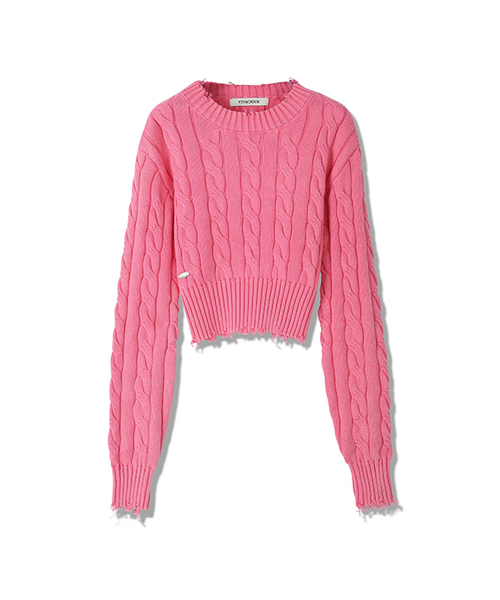 Vivacious(ビバシャス)の「Erica Round Damage Knit - 3COL(ニット/セーター・レディース・ブラック/ピンク/ネイビー・FREE)」の3枚目の写真