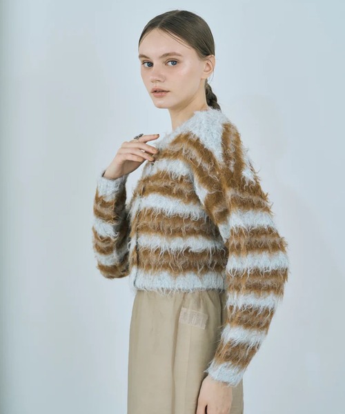merrylatte(メリーラテ)の「multi border shaggy knit(ニット/セーター・レディース・ベージュ・FREE)」の5枚目の写真
