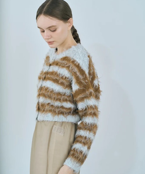merrylatte(メリーラテ)の「multi border shaggy knit(ニット/セーター・レディース・ベージュ・FREE)」の6枚目の写真