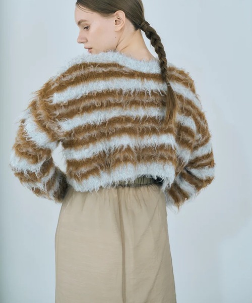 merrylatte(メリーラテ)の「multi border shaggy knit(ニット/セーター・レディース・ベージュ・FREE)」の7枚目の写真