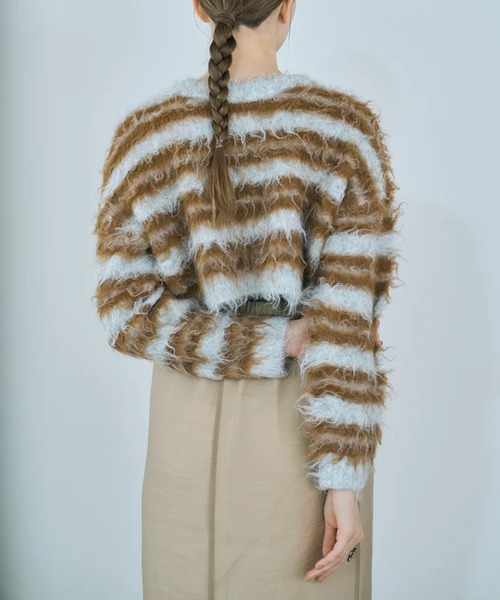 merrylatte(メリーラテ)の「multi border shaggy knit(ニット/セーター・レディース・ベージュ・FREE)」の8枚目の写真