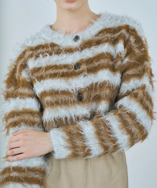 merrylatte(メリーラテ)の「multi border shaggy knit(ニット/セーター・レディース・ベージュ・FREE)」の9枚目の写真