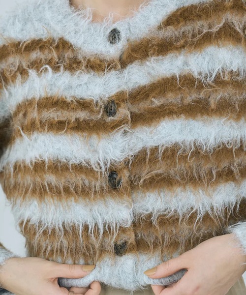 merrylatte(メリーラテ)の「multi border shaggy knit(ニット/セーター・レディース・ベージュ・FREE)」の14枚目の写真