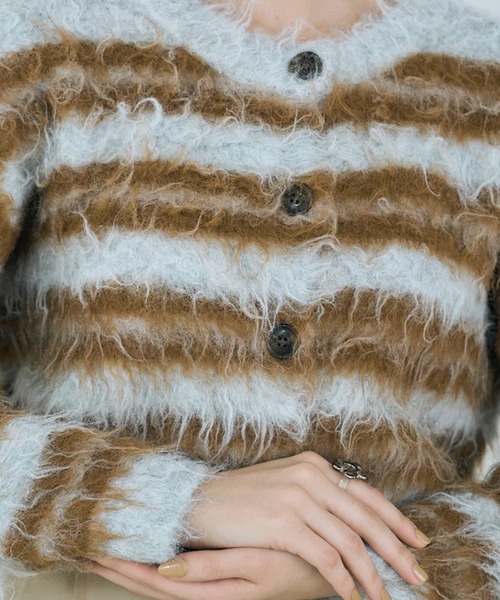 merrylatte(メリーラテ)の「multi border shaggy knit(ニット/セーター・レディース・ベージュ・FREE)」の15枚目の写真