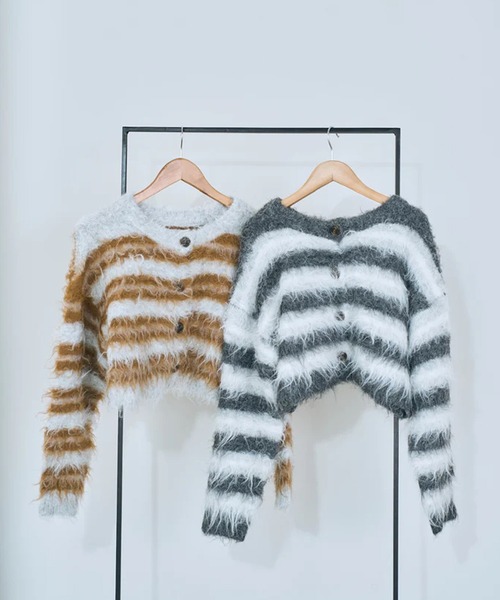 merrylatte(メリーラテ)の「multi border shaggy knit(ニット/セーター・レディース・ベージュ・FREE)」の16枚目の写真