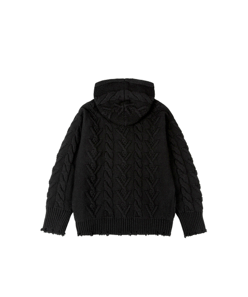 TUOMIO（トゥオミオ）の「DAMAGED CABLE CARDIGAN [BLACK]（カーディガン/ボレロ・レディース・その他・1/2）」の3枚目の写真