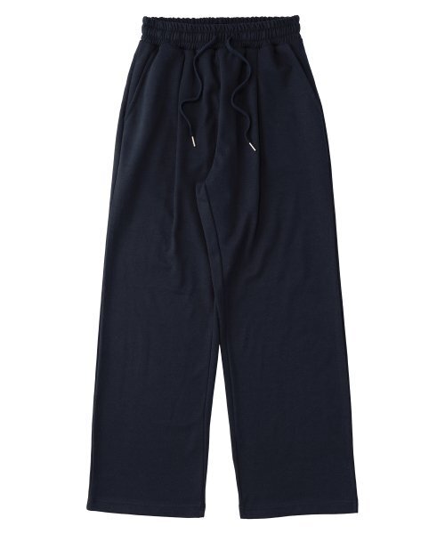 PAPERBOY(ペーパーボーイ)の「ピンタックワイドスウェットパンツ-ネイビー(スウェットパンツ・レディース・その他・LARGE/MEDIUM/SMALL/X-LARGE)」の1枚目の写真