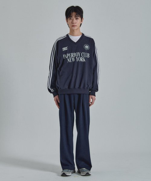 PAPERBOY(ペーパーボーイ)の「ピンタックワイドスウェットパンツ-ネイビー(スウェットパンツ・レディース・その他・LARGE/MEDIUM/SMALL/X-LARGE)」の3枚目の写真