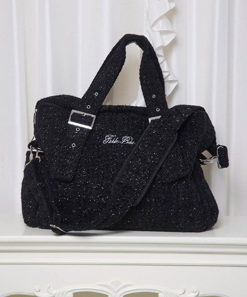 fickle bebe フィクルベベ BIGツイードショルダー 黒 BIGツイードショルダー（ショルダーバッグ）｜FickleBebe