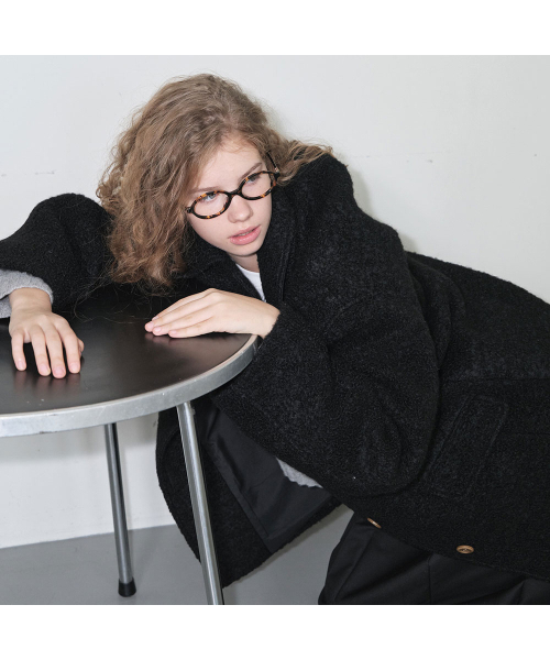 25 Winter_ Black Boucle Half Coat
