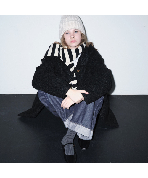 25 Winter_ Black Boucle Half Coat