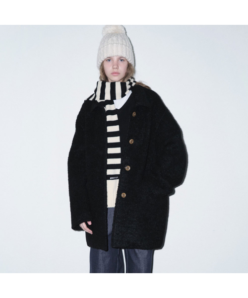 25 Winter_ Black Boucle Half Coat