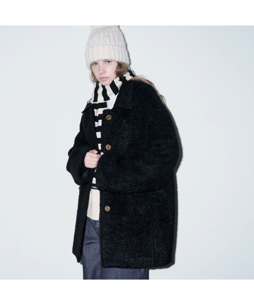 25 Winter_ Black Boucle Half Coat