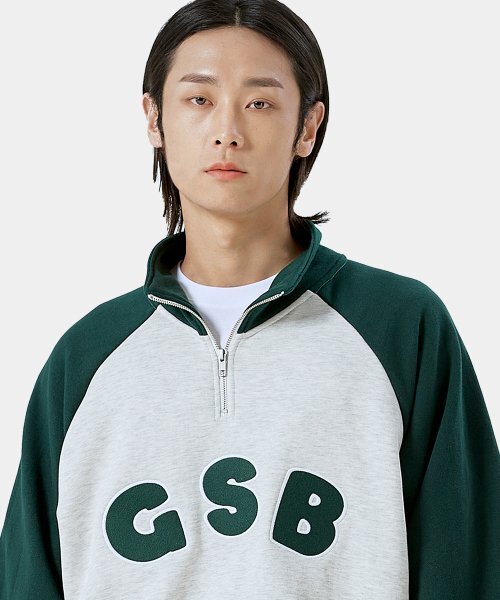 GAINSBORO(ゲインズボロ)の「GSBロゴラグランハーフジップ_オートミール/グリーン(スウェット・メンズ・その他・LARGE/MEDIUM/SMALL/X-LARGE)」の1枚目の写真