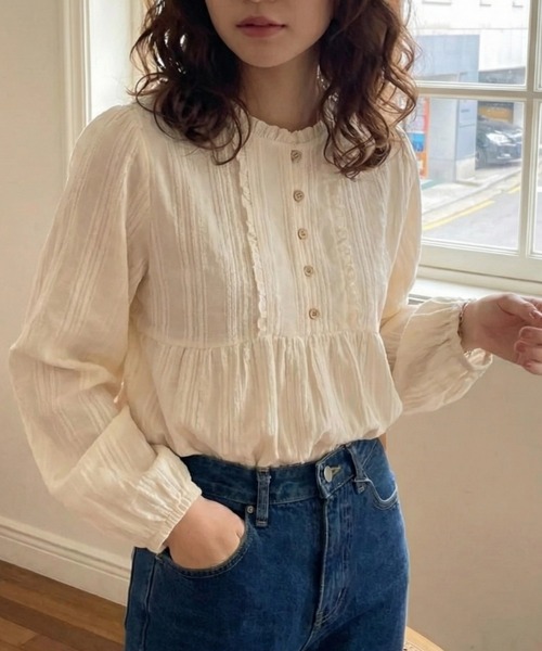 cammie（キャミー）の「フリルデザイントップス（シャツ/ブラウス・レディース・ホワイト/アイボリー・M/L）」の7枚目の写真