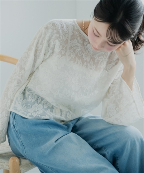 Petitjo(プッチージョ)の「小さいサイズ 2WAYフレア袖レースブラウス 低身長さん・小柄女性(シャツ/ブラウス・レディース・アイボリー/ブラック・PL/PM/PS/PSS)」の10枚目の写真