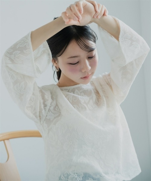 Petitjo(プッチージョ)の「小さいサイズ 2WAYフレア袖レースブラウス 低身長さん・小柄女性(シャツ/ブラウス・レディース・アイボリー/ブラック・PL/PM/PS/PSS)」の12枚目の写真