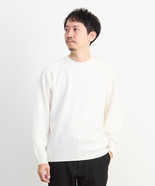 MEN'S MELROSE(メンズメルローズ)の「リンクスダイヤクルーネックニット(ニット/セーター・メンズ・グリーン/ホワイト/チャコールグレー・2/3/4)」の2枚目の写真