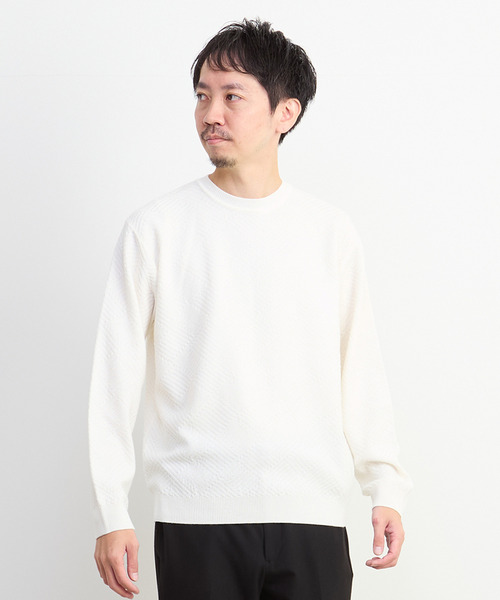 MEN'S MELROSE(メンズメルローズ)の「リンクスダイヤクルーネックニット(ニット/セーター・メンズ・グリーン/ホワイト/チャコールグレー・2/3/4)」の22枚目の写真