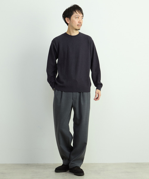 MEN'S MELROSE(メンズメルローズ)の「リンクスダイヤクルーネックニット(ニット/セーター・メンズ・グリーン/ホワイト/チャコールグレー・2/3/4)」の9枚目の写真