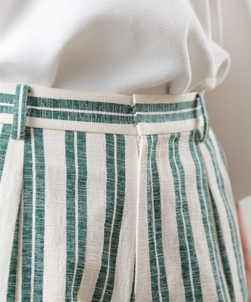 GALLARDAGALANTE（ガリャルダガランテ）の「スラブストライプパンツ（その他パンツ・レディース・ブラック/グリーン・FREE）」の5枚目の写真