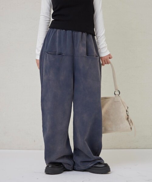 WHO'S WHO gallery（フーズフーギャラリー）の「SLASH POCKET WASHED SWEAT EASY PANTS（スウェットパンツ・レディース・ネイビー/サックスブルー/ピンク・X-SMALL/SMALL/MEDIUM）」の5枚目の写真