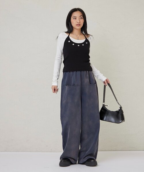 WHO'S WHO gallery（フーズフーギャラリー）の「SLASH POCKET WASHED SWEAT EASY PANTS（スウェットパンツ・レディース・ネイビー/サックスブルー/ピンク・X-SMALL/SMALL/MEDIUM）」の8枚目の写真