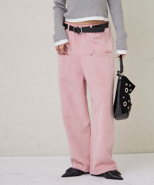 WHO'S WHO gallery（フーズフーギャラリー）の「SLASH POCKET WASHED SWEAT EASY PANTS（スウェットパンツ・レディース・ネイビー/サックスブルー/ピンク・X-SMALL/SMALL/MEDIUM）」の9枚目の写真