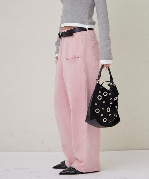 WHO'S WHO gallery（フーズフーギャラリー）の「SLASH POCKET WASHED SWEAT EASY PANTS（スウェットパンツ・レディース・ネイビー/サックスブルー/ピンク・X-SMALL/SMALL/MEDIUM）」の11枚目の写真