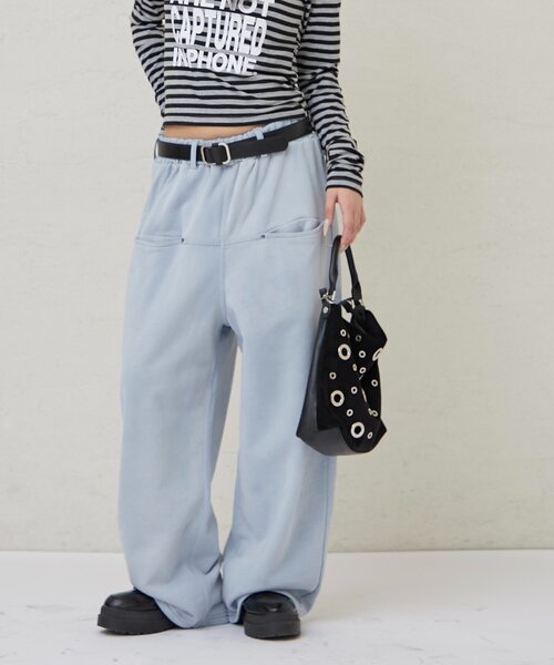 WHO'S WHO gallery（フーズフーギャラリー）の「SLASH POCKET WASHED SWEAT EASY PANTS（スウェットパンツ・レディース・ネイビー/サックスブルー/ピンク・X-SMALL/SMALL/MEDIUM）」の15枚目の写真