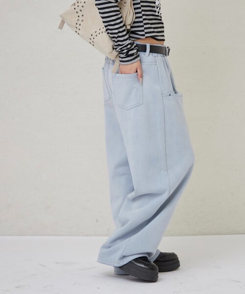WHO'S WHO gallery（フーズフーギャラリー）の「SLASH POCKET WASHED SWEAT EASY PANTS（スウェットパンツ・レディース・ネイビー/サックスブルー/ピンク・X-SMALL/SMALL/MEDIUM）」の16枚目の写真