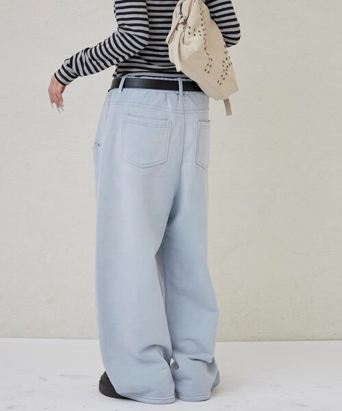 WHO'S WHO gallery（フーズフーギャラリー）の「SLASH POCKET WASHED SWEAT EASY PANTS（スウェットパンツ・レディース・ネイビー/サックスブルー/ピンク・X-SMALL/SMALL/MEDIUM）」の17枚目の写真