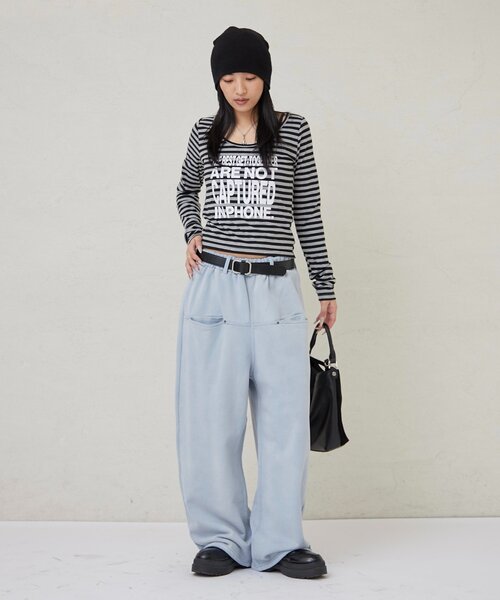 WHO'S WHO gallery（フーズフーギャラリー）の「SLASH POCKET WASHED SWEAT EASY PANTS（スウェットパンツ・レディース・ネイビー/サックスブルー/ピンク・X-SMALL/SMALL/MEDIUM）」の18枚目の写真