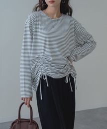 【SABUROKU】きゅっと絞った シルエットが可愛い 裾ドロストプルオーバー