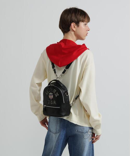 AVIREX(アヴィレックス)の「《直営店限定》VARSITY LEATHER MINI BACKPACK(バックパック/リュック・レディース・ブラック/レッド・F)」の5枚目の写真
