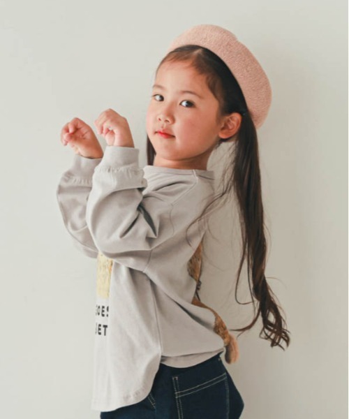 nicohrat（ニコフラート）の「nicohrat/ニコフラート 柴犬ロングＴシャツ（Tシャツ/カットソー・キッズ・オフホワイト/グレー/グリーン・90cm/100cm/110cm/120cm/130cm/140cm）」の2枚目の写真