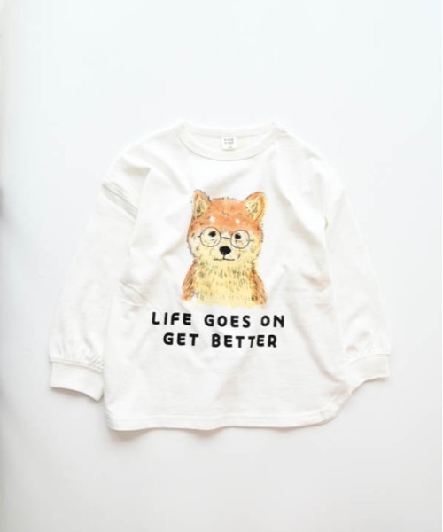 nicohrat（ニコフラート）の「nicohrat/ニコフラート 柴犬ロングＴシャツ（Tシャツ/カットソー・キッズ・オフホワイト/グレー/グリーン・90cm/100cm/110cm/120cm/130cm/140cm）」の20枚目の写真