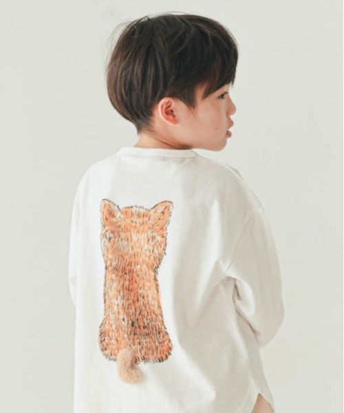 nicohrat（ニコフラート）の「nicohrat/ニコフラート 柴犬ロングＴシャツ（Tシャツ/カットソー・キッズ・オフホワイト/グレー/グリーン・90cm/100cm/110cm/120cm/130cm/140cm）」の9枚目の写真