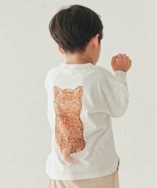 nicohrat（ニコフラート）の「nicohrat/ニコフラート 柴犬ロングＴシャツ（Tシャツ/カットソー・キッズ・オフホワイト/グレー/グリーン・90cm/100cm/110cm/120cm/130cm/140cm）」の10枚目の写真