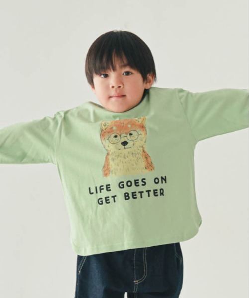 nicohrat（ニコフラート）の「nicohrat/ニコフラート 柴犬ロングＴシャツ（Tシャツ/カットソー・キッズ・オフホワイト/グレー/グリーン・90cm/100cm/110cm/120cm/130cm/140cm）」の11枚目の写真